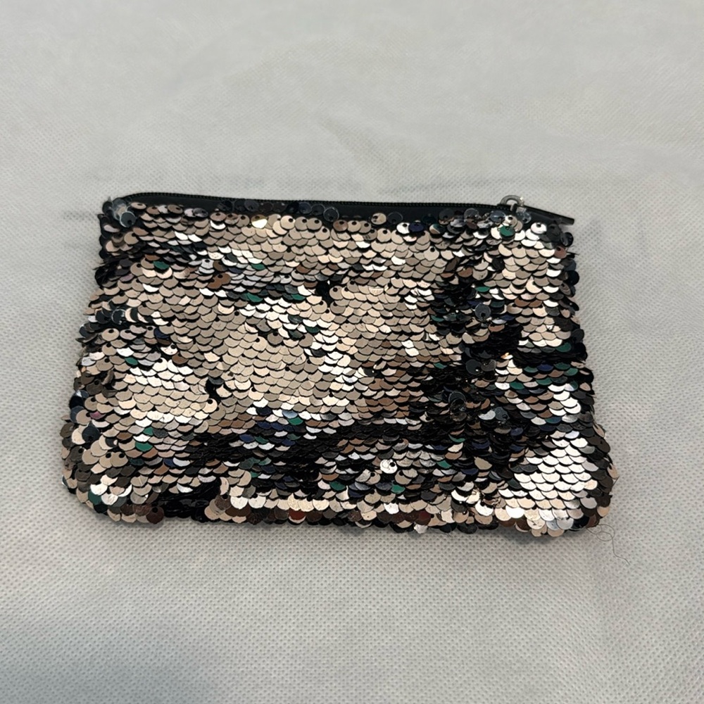 Rose Gold and Black Flip Sequin Coin Purse